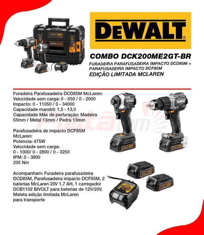 Kit Furadeira/parafusadeira de Impacto 1/2 Dcd85m +